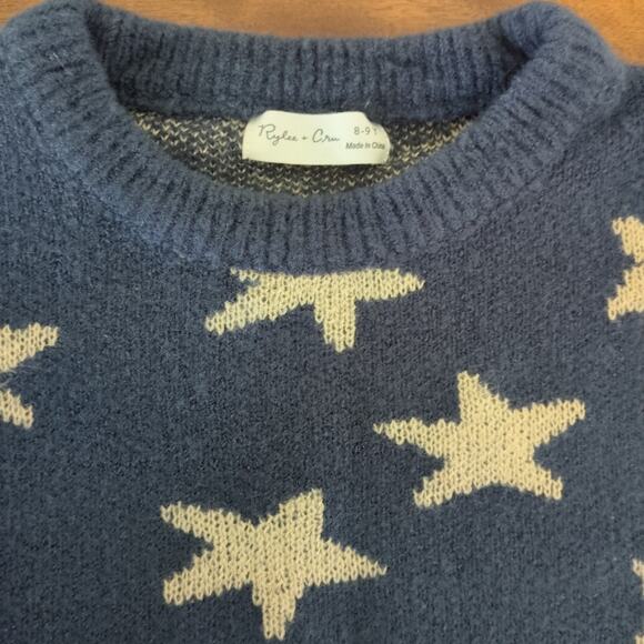 RYLEE + CREW STARS ASPEN LONG SLEEVE SWEATER kids size 8-9 color Indigo NEW NT - Picture 3 of 7
